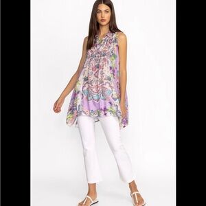 NWT Johnny Was 100% SILK Floral TUNIC Sleeveless Top